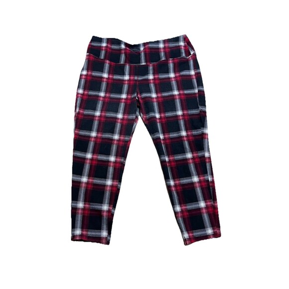 Intro Love the Fit Leggings Plus Size 3X Red Black Plaid Tummy Control Cropped - Picture 1 of 5
